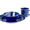 Emaille Geschirr-Set 3-teilig, Teller, Schüssel, Tasse -Outdoor Ausrüstungsgeschäft 110800 1 emaille geschirr set 3 teilig schuessel teller tasse blau